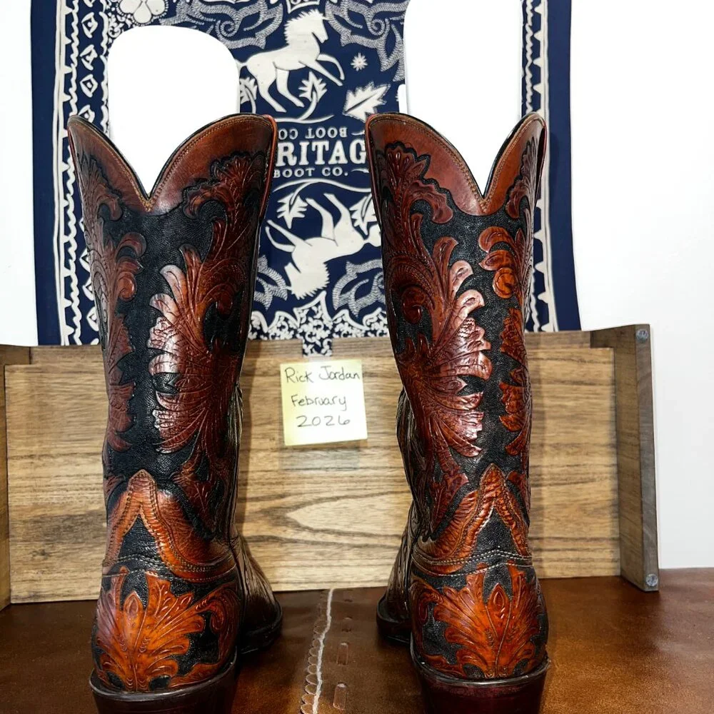 Lucchese Handmade Classic 'Kents' in Mahogany/Pecan Color and men's size 11.5D - Picture 5 of 8